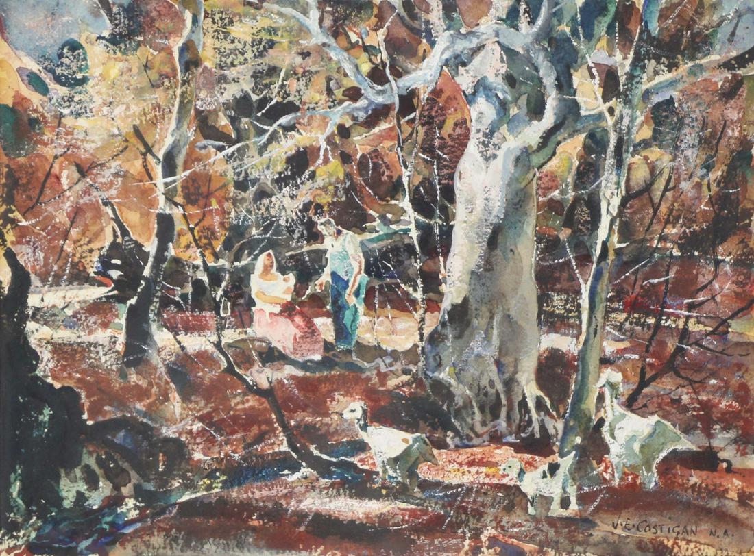 JOHN COSTIGAN (AMERICAN, 1888-1972).: Watercolor. Landscape. Signed lower right. From a Long Island, NY collection. - Dimensions: 12" high x 16" wide