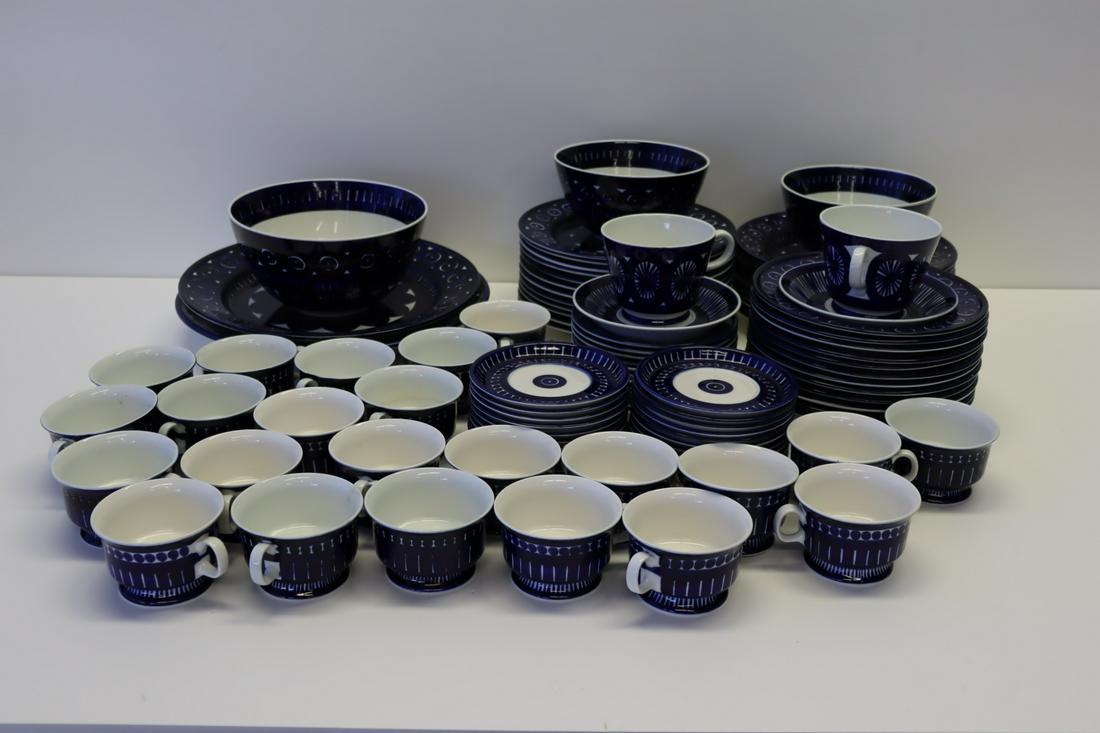 Midcentury Arabia Finland "Valencia" Service.: A large grouping to Include: 12 Plates (6.75" dia), 22 Plates (ranging from 7.5" to 7.75") two with crazing to the underside, 21 Plates (10" dia), crazing to underside of some plat