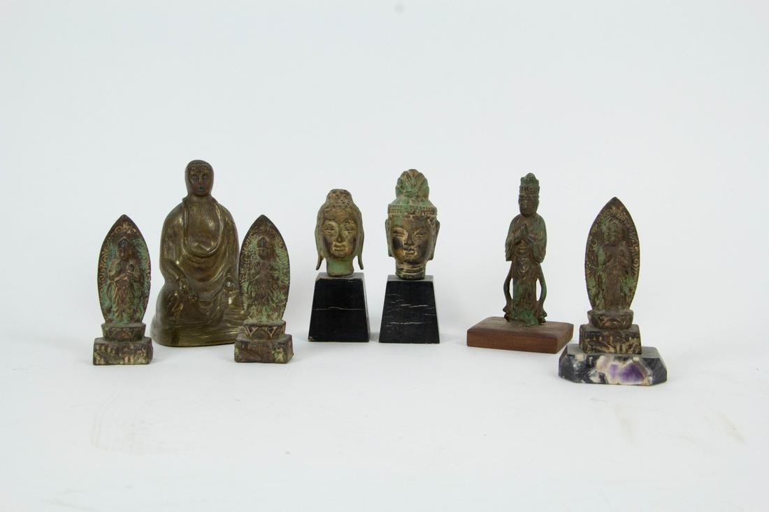 Group of 7 Small Metal Buddhist Figures.: Chinese, 20th Century. From a Scarsdale, NY estate.