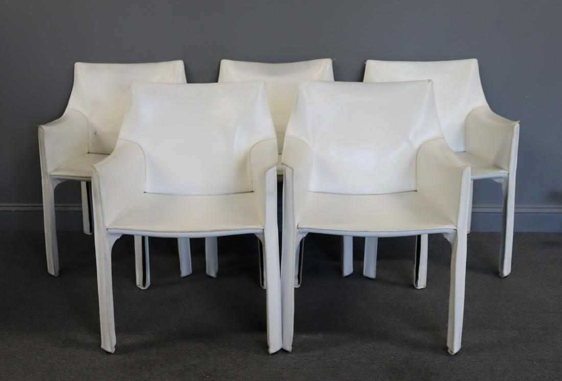 Mario Bellini Cassina 5 Cab Chairs.: Nice and rare in white. From a White Plains estate. - Dimensions: 23" w x 20" x 31.5" h