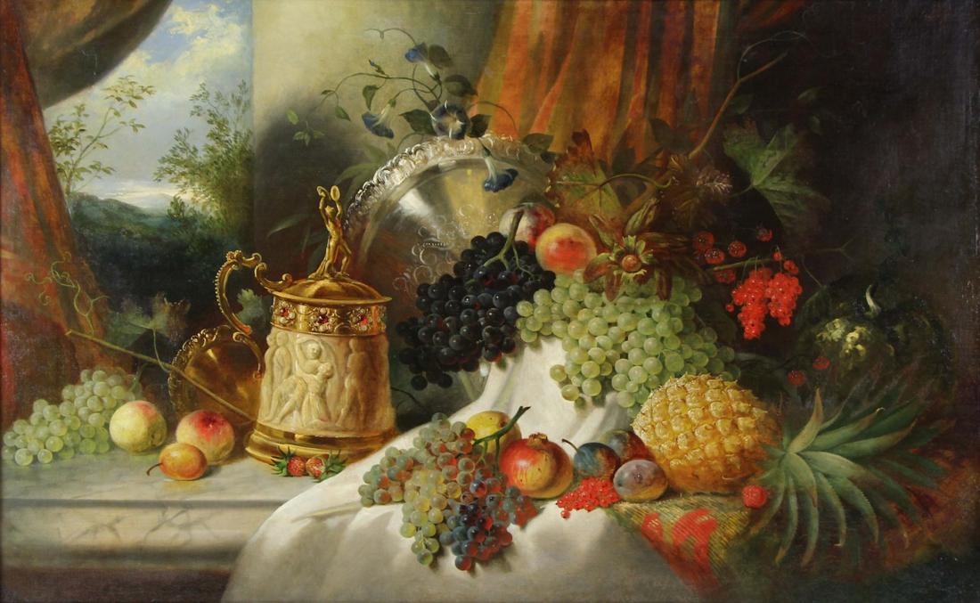 APPARENTLY UNSIGNED (18th/19th CENTURY).: Oil on Canvas Laid To Board. Still Life in the Manner of Jan van Huysum. From a Larchmont, NY storage. - Dimensions: 29" high x 46" wide