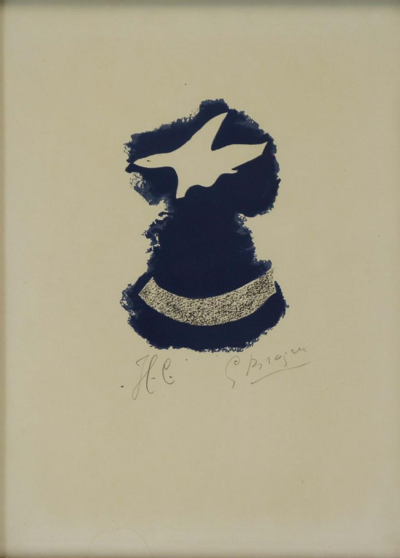 GEORGES BRAQUE (FRENCH, 1882-1963).: Color Lithograph. "Le Tir D'Arc". Signed lower right. Artist's Proof. From a Rye, NY collection. - Dimensions: 14.75" high x 11" wide