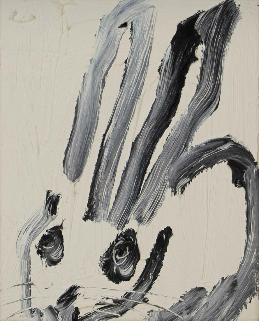 HUNT SLONEM (AMERICAN, b. 1951).: Oil on Board. Rabbit. 2011. Signed and dated verso. From a Chappaqua, NY collection. - Dimensions: 10" high x 8" wide