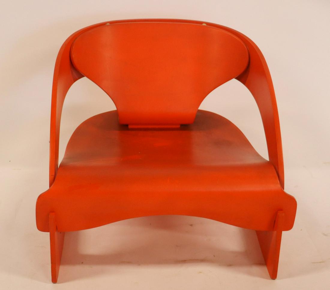 MIDCENTURY. Joe Columbo Three -Piece Lounge Chair.: Kartell, Italy 1964, lacquered plywood. Constructed of three interlocking pieces of molded plywood, this deceptively simple design required two years of development prior to its production. Literature