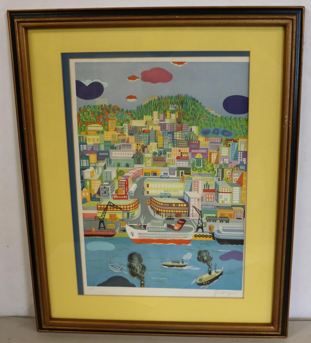 ROSENFELD. Signed A P Lithograph.: Signed lr rt and from a Westchester storage. - Dimensions: 22" x 15"