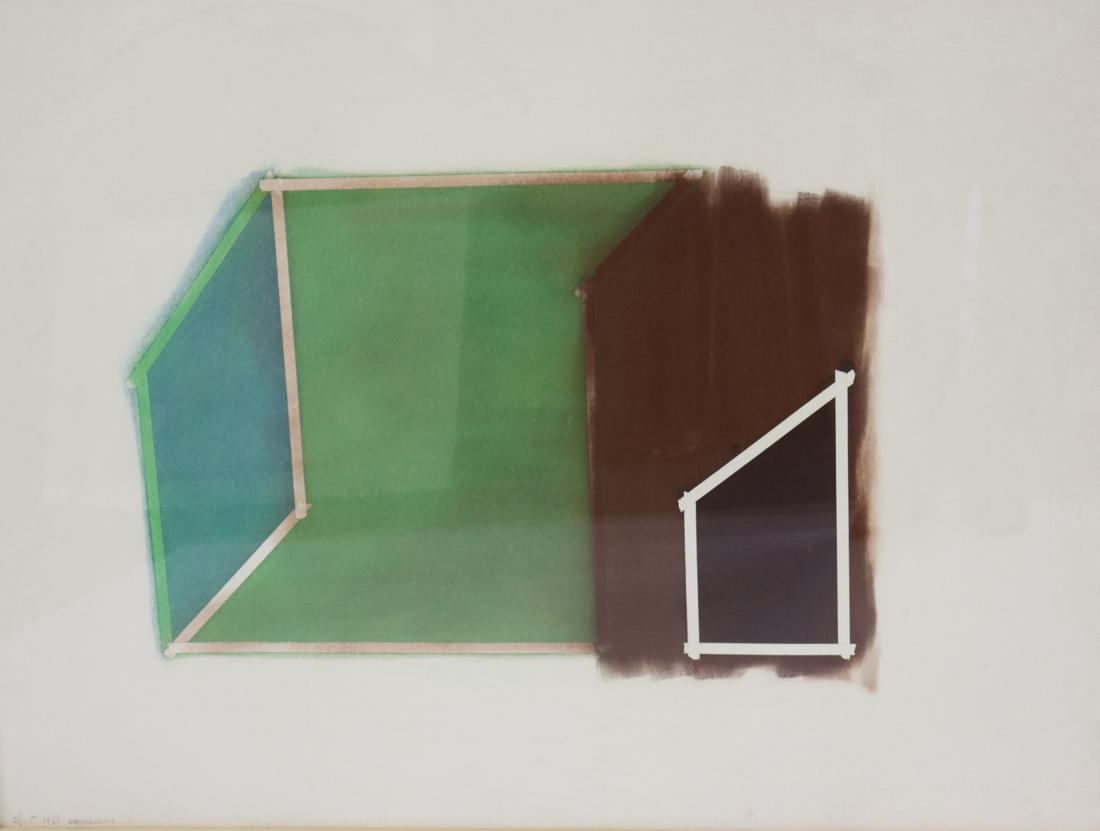 Ben Signed Gouache Abstract On Paper: Signed lr left and dated. From a Long Island storage. - Dimensions: 37"x 49"