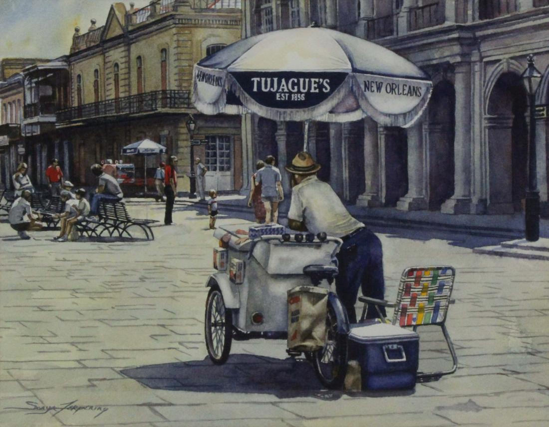 SONYA TERPENING (AMERICAN, b. 1953) Watercolor.: New Orleans Scene. Signed lower left. From a Rockland County, NY collection. - Dimensions: Sight: 11.5" high x 14.5" wide