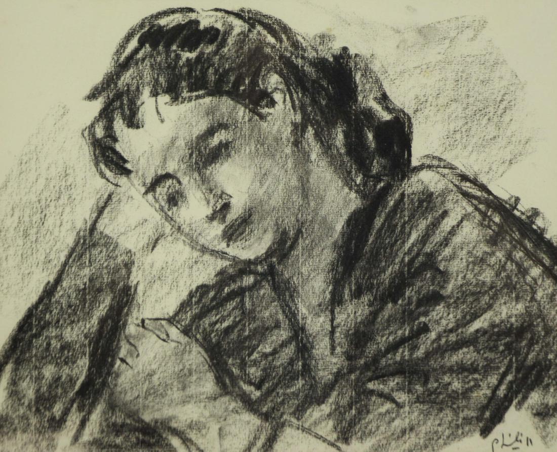 ROBERT PHILIPP (AMERICAN, 1895-1981).: Charcoal. Portrait of a Woman. Signed lower right. From a New Jersey collection. - Dimensions: 9" high x 11" wide