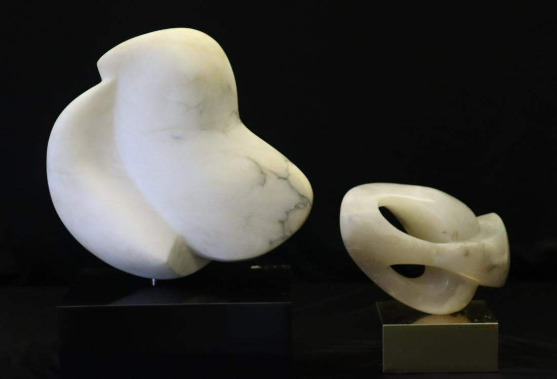 UNSIGNED. 2 Abstract Marble Sculptures.: Apparently unsigned and from a Kings Point, L.I. estate. - Dimensions: 19" x 18" & other 6"H.
