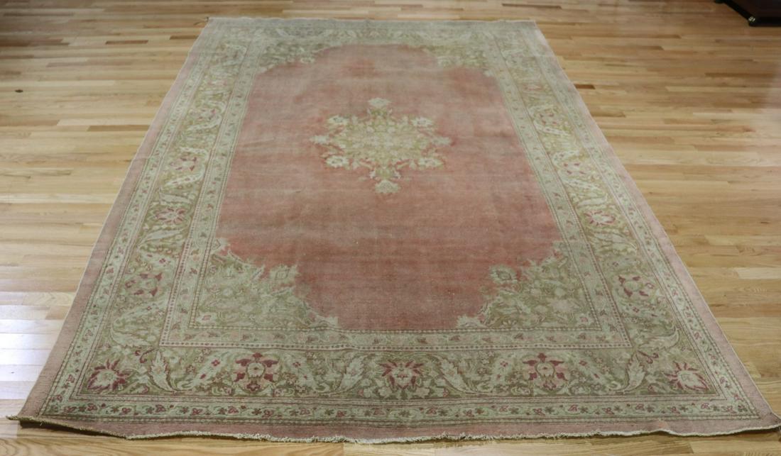 Antique And Finely Hand Woven Oushak ? Carpet: From am Upper West Side NYC estate. - Dimensions: 13ft 4" x 8ft 10"