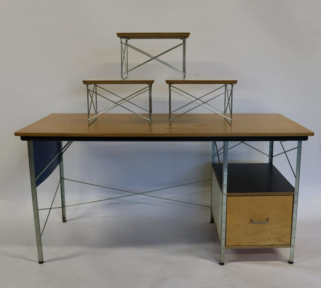 Charles Eames Desk & 3 LTR Tables.: From an Upper East Side NYC estate. - Dimensions: Desk 60" x 28" x 29"H & Tables 15.5" x 13.25" x 10" h