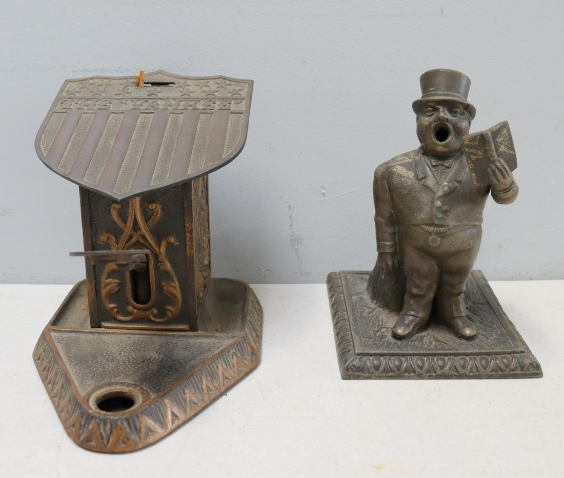 The Yankee Cigar Cutter & The Whistling Man: Cutter. From the estate of Jerry Terranova, author of "Antique Cigar Cutters & Lighters" and "Great Cigar Stuff for Collectors". - Dimensions: 8.5" x6" x7" and man 5" x6" x8"