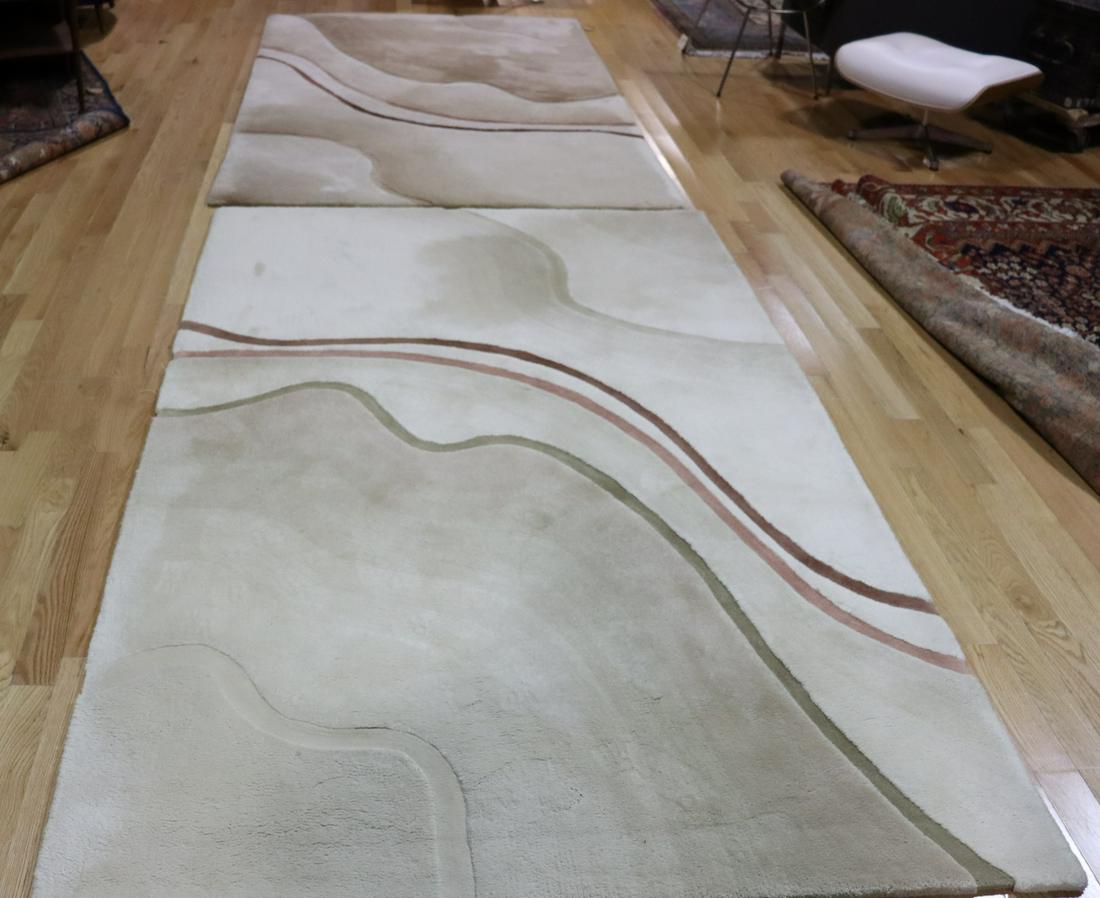 2 Signed Edward Fields Area Carpets: From a Nyack NY estate. Dimensions: 8ft 7" x 5ft 6" each.
