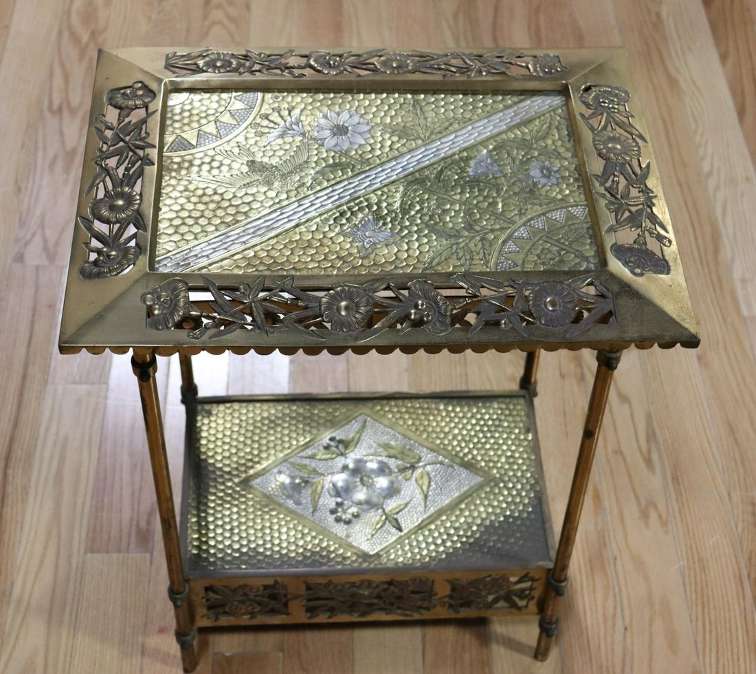 Antique Mixed Metal 2 Tier Table: Nice original patina. From the estate of Jerry Terranova, author of "Antique Cigar Cutters & Lighters" and "Great Cigar Stuff for Collectors".