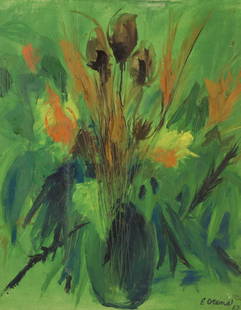 E. Orens 62. Signed And Dated Oil On Board: Still Life. Signed lr rt and from a Westchester storage. - Dimensions: 30" x 24"