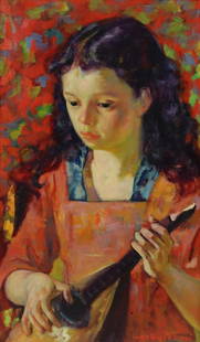 Luigi Corbellini. Signed oil On Canvas Young Girl.: Signed lr rt and from a Westchester storage. - Dimensions: 22" x 13"