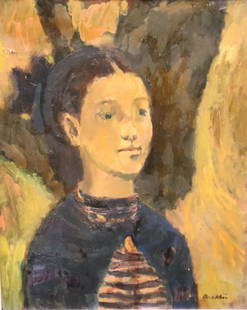 Alexander Dobkin. Signed Oil On Board Portrait.: Signed lr rt and from a Westchester storage. - Dimensions: 24" x 19"