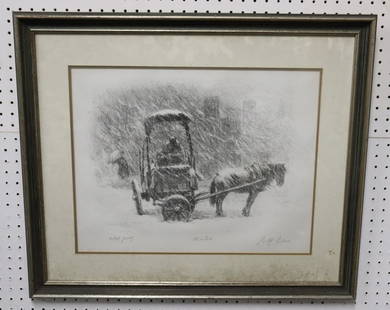 Tully Filmus Pencil Signed Print "Winter": Artists proof and from a Westchester storage. - Dimensions: 16" x 21"