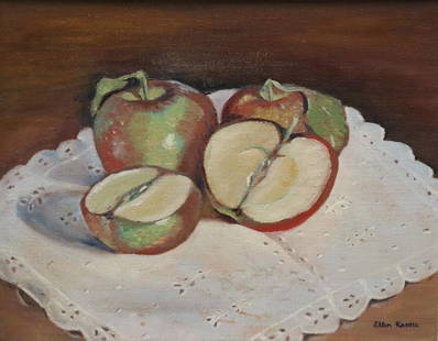 Ellen Knouse. Signed oil On Canvas Still Life.: Signed lr rt and from a Westchester storage. - Dimensions: 8" x 10"