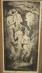 Van Louen. Signed Print "Farewell": Signed and from a Westchester storage. - Dimensions: 18" x 9"