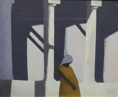 Rodney. Signed oil On Canvas "Barclays Columns": Signed upper rt and verso and from a Westchester storage. Dimensions: 31.5" x 25.5"