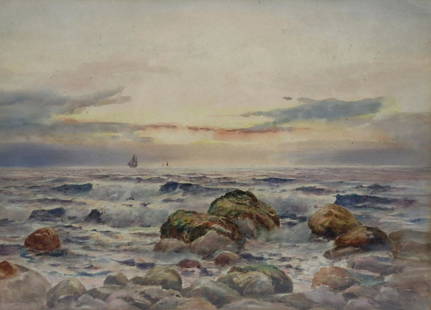 G. Barker. Signed Watercolor Ships Art Sea: Signed and from a Westchester storage. - Dimensions: 10" x 13"
