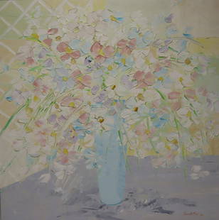 Kenneth Kaye. Signed And Dated 1980 Oil On: Canvas Still Life. Signed lr left and from a Westchester storage. - Dimensions: 36" x 36"