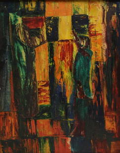 Unsigned Oil On Canvas Abstract Composition.: Apparently unsigned and from a Westchester storage. - Dimensions: 24" x 20"