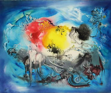Benjamin Kelman. Signed And Dated Oil On Canvas: "Les Paysages Eclates". 1973 .From a Westchester storage. - Dimensions: 24" x 28"