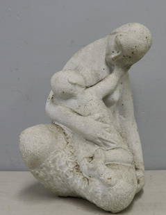 UNSIGNED. Marble Sculpture Mother & Child: From a Westchester storage. - Dimensions: 13" x 10"
