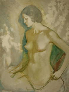 ILLEGIBLY. Signed Oil On Canvas Nude Girl.: Signed lr left and from a Westchester storage. - Dimensions: 48" x 36"