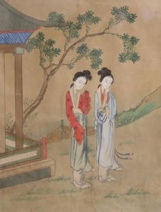 UNSIGNED. Watercolor 2 Geishas.: Unsigned and from a Westchester storage. - Dimensions: 13.5" x 10"