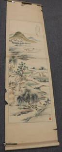 Signed Asian Scroll Painting.: From a Westchester storage. Dimensions: 51.5" x 18.5"