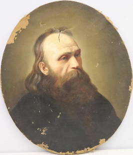 Unsigned Oil On Canvas Portrait: Apparently unsigned with Philadelphia label verso . From a Westchester storage. - Dimensions: 29" x 25"