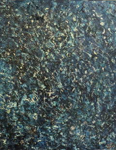 Illegibly Signed oil On Canvas Abstract.: Signed lr rt and from a Westchester storage. - Dimensions: 18.5" x 14.5"