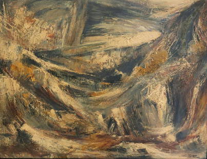 Leo Raiken. Signed Oil On Canvas Song Of The Earth: Signed lr rt and from a Westchester storage. - Dimensions: 30" x 39"