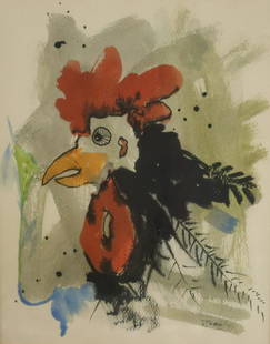 Toro. Signed Watercolor Of A Bird: Signed and from a Westchester storage . - Dimensions: 12" x 10"