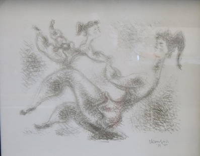 Chaim Gross Signed Lithograph,Untitled.: Signed and dated 59. From a Westchester storage - Dimensions: 18" x 14.5"