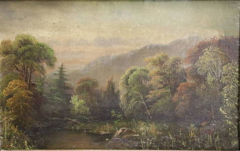 DCC Signed Oil On Canvas Landscape: Signed DCC lr left and from a Westchester storage - Dimensions: 8" x 12"