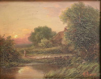 ILLEGIABLY. Signed Oil On Canvas .: Signed lr rt and from a Westchester storage - Dimensions: 8" x 10"