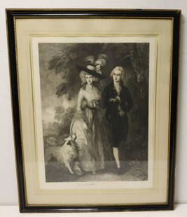 T.Gainsborough Scene Etched By Armand Mathey.: With labele verso and from a Westchester storage - Dimensions: 29" x 21"