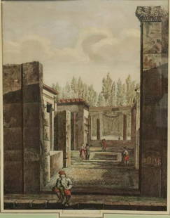 Unsigned. Hand Colored Engraving: Ingress Della Casa Di Sallustio. From a Westchester Storage. - Dimensions: 20" x 16"