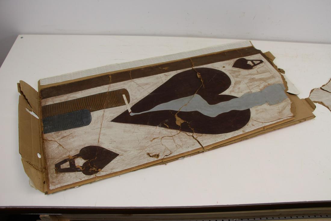 JACOB LAWRENCE (AFRICAN-AMERICAN, 1917-2000).: Pair of Painting Fragments From a Four Panel Screen. From a New Rochelle, NY collection. These fragments were part of a four panel screen done by Lawrence that depicts figures playing cards. This work