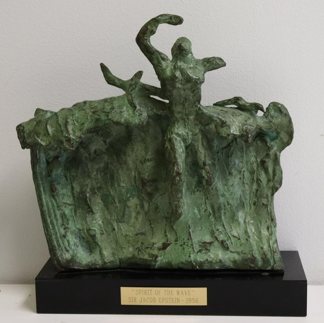 Jacob (Sir) Epstein (Englisg 1880 - 1959).: Patinated Bronze Sculpture "Spirit Of The Wave". Bronze with green patina and from a Long Island estate. - Dimensions: 28.5 cm. (11.2 in.)
