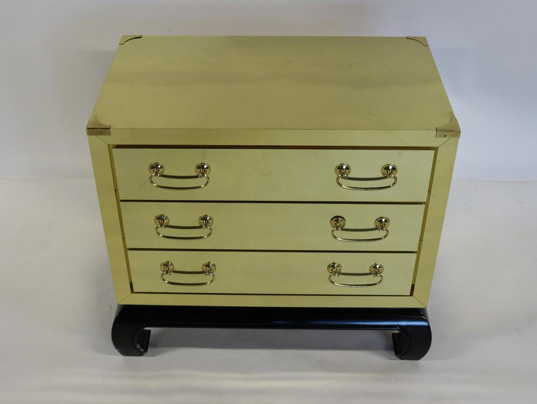 Asian Modern Style Brass Commode On Ebonised Feet: Great looking and quality. From an Irvington estate. - Dimensions: 30" x 17" d x 28" h