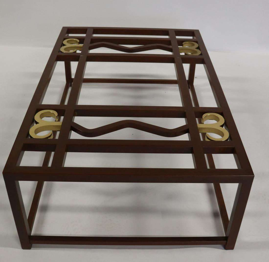 Midcentury Lacquered And Gilt Metal Coffee Table.: Possibly Tommi Parzinger and from a Long Island estate. - Dimensions: 54" x 34" x 17"H