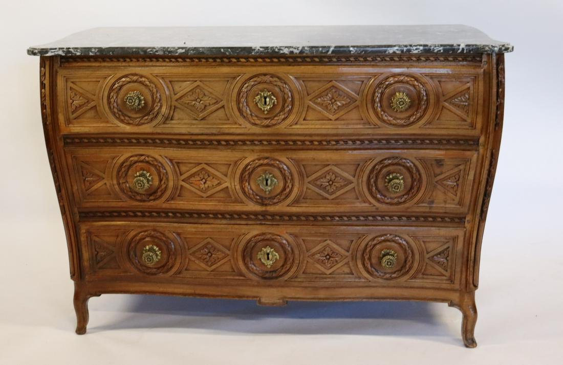 18th Century Finely Carved And Marbletop Commode.: Probably refinished and carved all over. From an important NYC collection. - Dimensions: 51" x 27" x 34"H