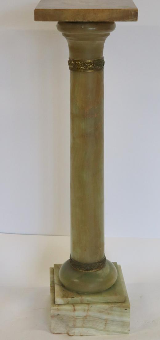 Antique Bronze Mounted Alabaster Pedestal: From a Long Island estate. Dimensions: 10.75" x 10.75" x 41" h
