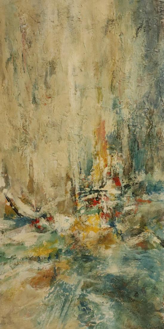 MOY, Seong (Chinese-American, 1921-2013).: "Windward Point." Oil on Canvas Panel. From a New York, NY estate. - Dimensions: 24" h x 12" w.