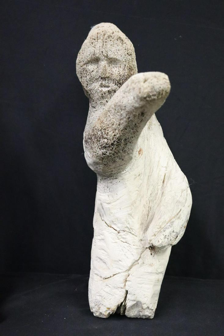 Petrified Whale Bone ? Eskimo Sculpture .: From a Central Park West NYC estate . - Dimensions: 19"H